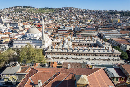 Izmir City Center Drone Photo, Kemeralti Konak, Izmir Turkeyの写真素材