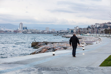 View of a city square in Izmirの写真素材