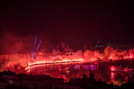 Izmir Republic of Türkiye Fans of Göztepe football teamの写真素材