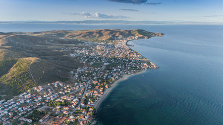 Aerial view of Avsa island, Turkey. Avsa Island view from sea in Turkey.の写真素材