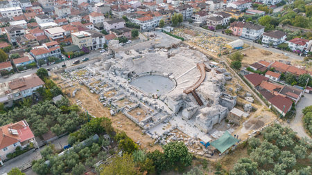 Aerial view of the historical city of Iznik by the Iznik Lake.の写真素材