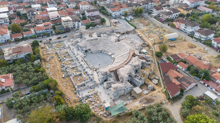 Aerial view of the historical city of Iznik by the Iznik Lake, Turkey.の写真素材