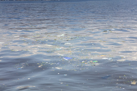 Sea cleaning boat on izmir, Turkeyの写真素材