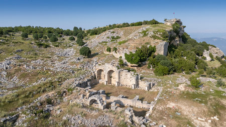 View from the Kremna Ancient City in Bucak, Burdur - Turkey.の写真素材