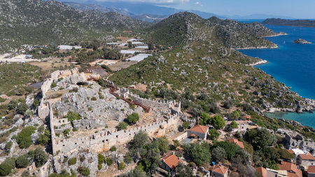 Aerial View of Kalekoy Village in Antalya, Turkeyの写真素材