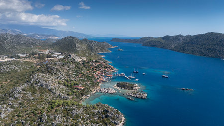 Aerial View of Kalekoy Village in Antalya, Turkeyの写真素材