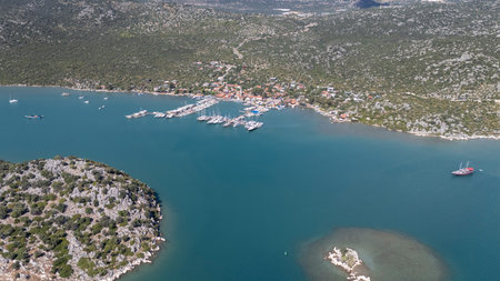 Aerial View of Kalekoy Village in Antalya, Turkeyの写真素材