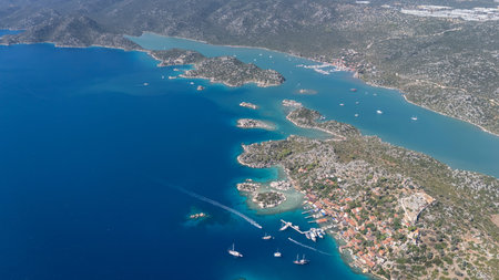Aerial View of Kalekoy Village in Antalya, Turkeyの写真素材