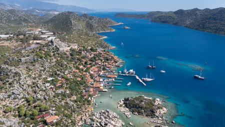 Aerial View of Kalekoy Village in Antalya, Turkeyの写真素材
