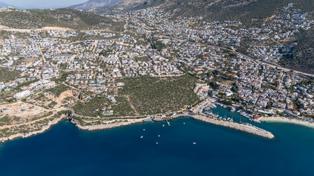 Stunning Aerial View of Kalkan Harbor and White Sand Beachesの写真素材