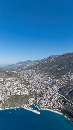 Stunning Aerial View of Kalkan Harbor and White Sand Beachesの写真素材