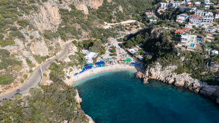 Scenic Aerial View of Kas Harbor and Surrounding Hillsの写真素材