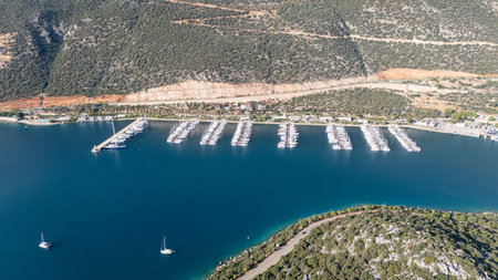 Scenic Aerial View of Kas Harbor and Surrounding Hills