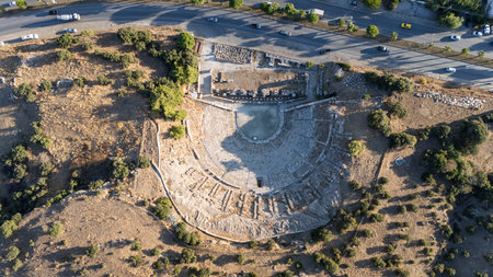 Ancient Theater of Bodrum from Above, Aerial View of Historical Amphitheater in Turkeyの写真素材