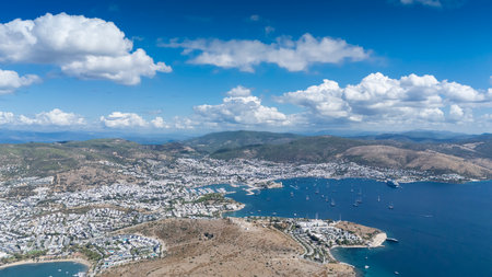 Aerial View of Bodrum Marina and Castle, Scenic Coastline of Turkeyの写真素材