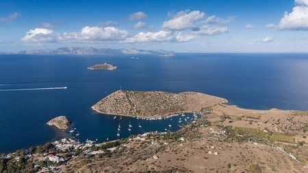 Breathtaking View of GÃ¼mÃ¼ÅŸlÃ¼k Bay with Yachts and Nearby Greek Islands
