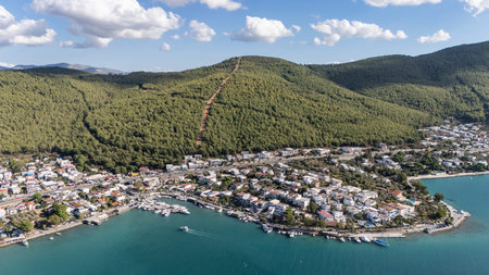 Aerial View of GÃ¼vercinlik Village, Bodrum, Turkey with Stunning Landscape