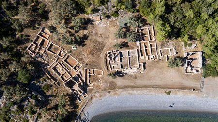 Ancient Ruins of Kissebuku (Anastasiapolis) on the Bodrum Coastlineの写真素材