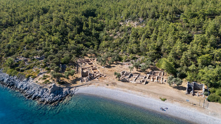 Ancient Ruins of Kissebuku (Anastasiapolis) on the Bodrum Coastlineの写真素材