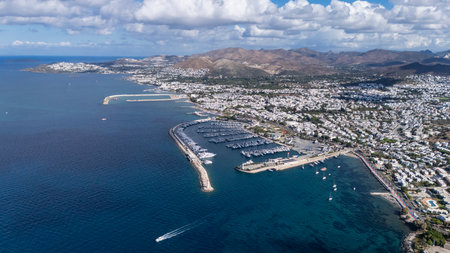 Scenic Aerial View of Turgutreis Marina in Bodrum, Turkeyの写真素材
