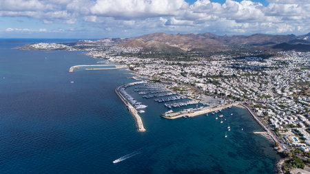 Scenic Aerial View of Turgutreis Marina in Bodrum, Turkeyの写真素材