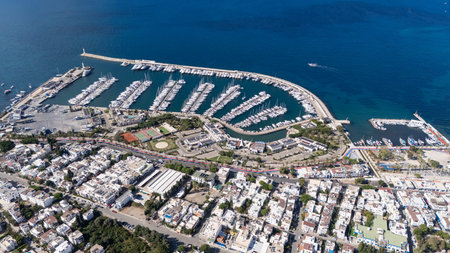 Scenic Aerial View of Turgutreis Marina in Bodrum, Turkeyの写真素材