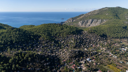 Abandoned Greek Village Kayakoy in Fethiye, Turkeyの写真素材