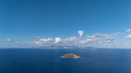 Breathtaking View of Gümü?lük Bay with Yachts and Nearby Greek Islandsの写真素材
