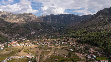 Aerial View of Kizkumu Beach and Sailboats in Marmaris, Turkeyの写真素材