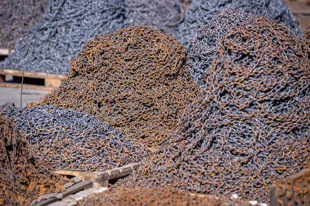 Rusty Heavy Chain Close-Up Texture Background