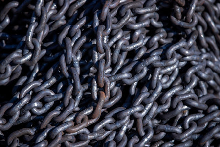 Rusty Heavy Chain Close-Up Texture Background