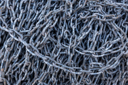 Rusty Heavy Chain Close-Up Texture Background
