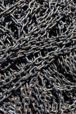 Rusty Heavy Chain Close-Up Texture Background