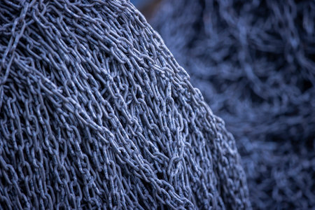 Rusty Heavy Chain Close-Up Texture Backgroundの写真素材