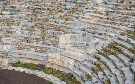 Ruins of Laodicea Ancient City in Denizli, Turkey, featuring ancient architecture, stone structures,...