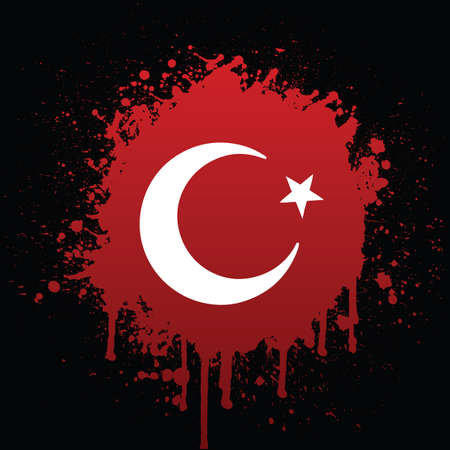 turkish flag in red spatterのイラスト素材