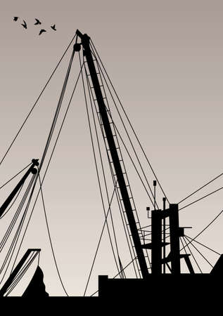 fishing boats at sunsetのイラスト素材