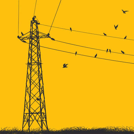 electricity pylonのイラスト素材