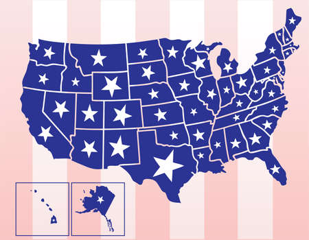 vector map of united states of americaのイラスト素材