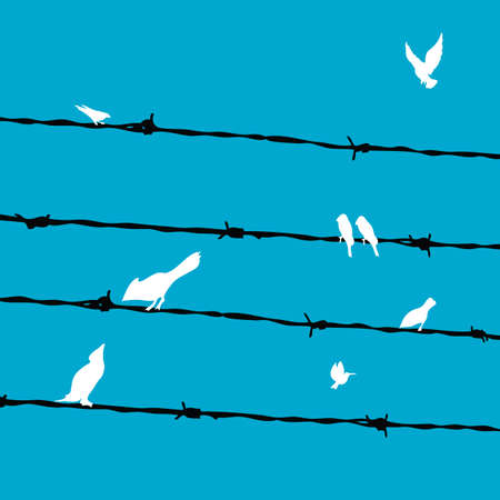 birds on wiresのイラスト素材