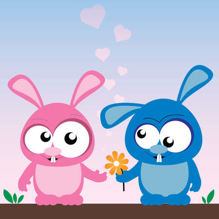 bunnies in loveのイラスト素材