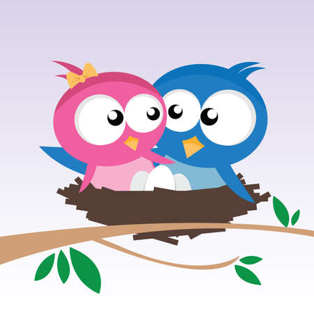 birds in loveのイラスト素材