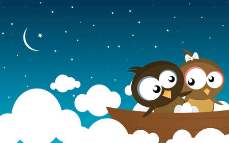 birds on a boatのイラスト素材