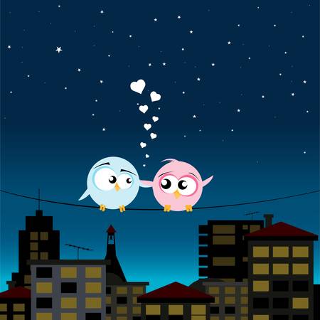 birds in loveのイラスト素材