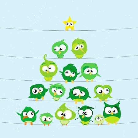 birds on wiresのイラスト素材