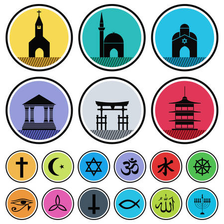 vector set of various religious iconsのイラスト素材