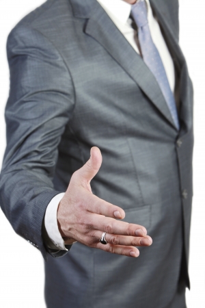 Businessman oferring handshake   isolated on white background   の写真素材