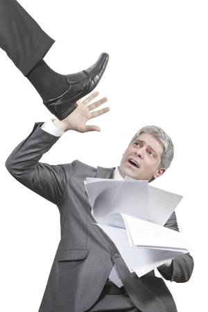 Businessman under boss attack    under pressure   の写真素材