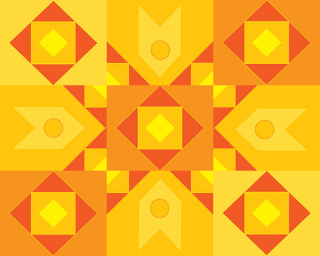 an illustration of a square design with hot colors on an orange backgroundのイラスト素材
