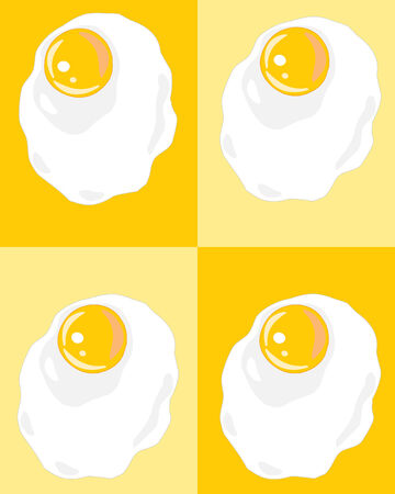 an illustration of fried eggs on a yellow and orange square backgroundのイラスト素材